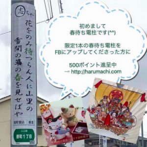 福岡の質屋ハルマチ原町質店の「春待ち電柱」