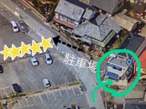 福岡の質屋ハルマチ原町質店の駐車場の場所